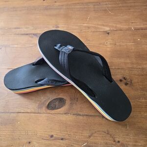 Black Rainbow Flip Flops